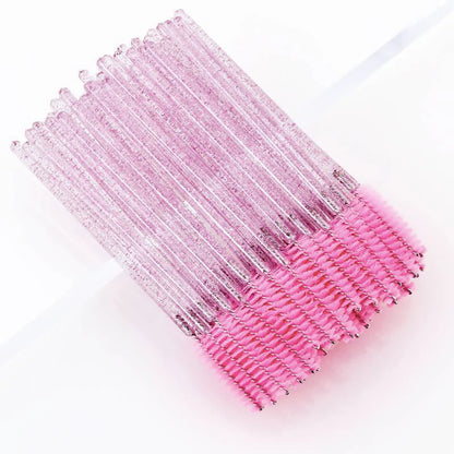 50Pcs Makeup Brushes Disposable Crystal Eyebrow Brush Diamond Handle Mascara Wand Applicator Eye Lashes Eyelash Extension Tools