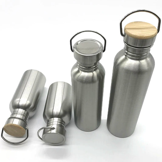 350/500/1000ml Stainless Steel Water Bottle Single Wall Large Capacity Big Mouth Vacuum Flasks with Lid Cycling Drinkware Sports