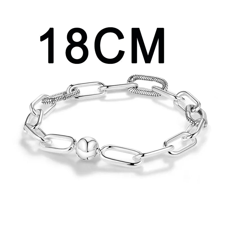 Silver Plated Me Slender Link Bracelet Fit Original PAN Me Charm Beads Diy Jewelry Gift