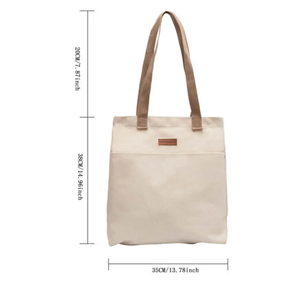 1Pcs Women's Tote Bag Canvas Sewing Thread Large Capacity Advanced Sense Handbag Convenient Practical Female's Commuter Bag