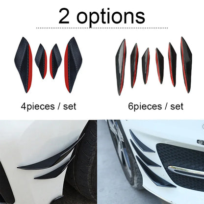 4 / 6pcs Rubber Car Front Bumper Lip Protector Universal Rear Diffuser Black Carbon Fiber Spoiler Splitter Wing Protection Guard