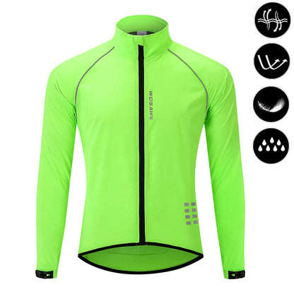 WOSAWE Men's Cycling Windbreaker Ultralight Reflective Windproof Jacket Men MTB Road Bike Wind Coat Long Sleeve Bicycle Clothing