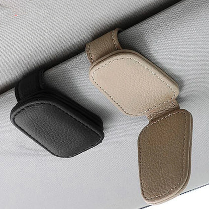 Universal Car Sunglasses Holder Car Magnetic Leather Clip Card Ticket Holder Auto Sun Visor Glasses Box Decoration Accessories