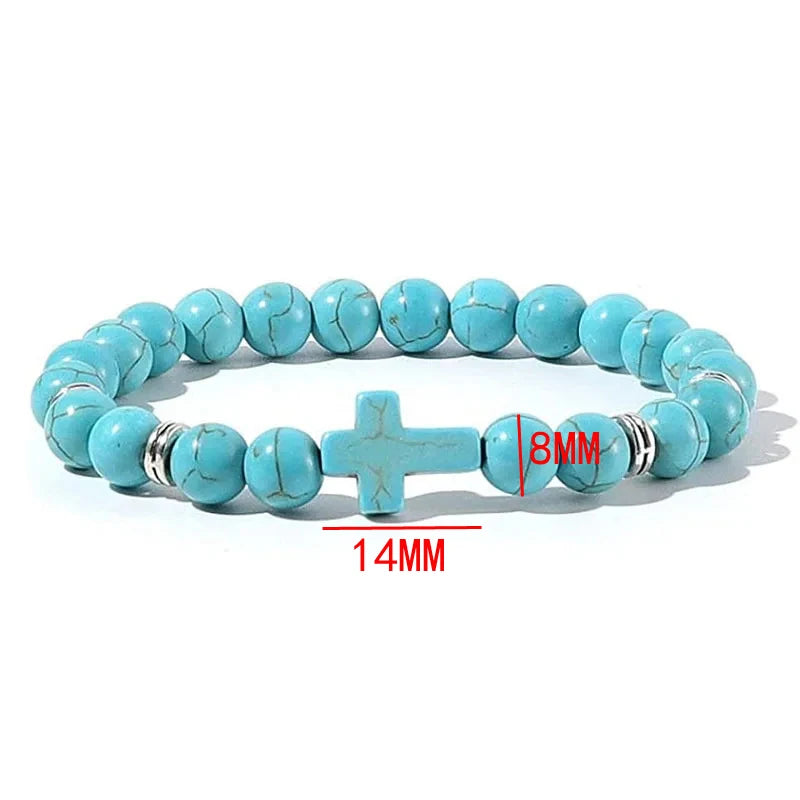 Prayer Men Natural Stone Wood Beads Rosary Hematite Cross Bracelets Onyx Meditation Bracelet Women Yoga Jewelry Homme Pulsera