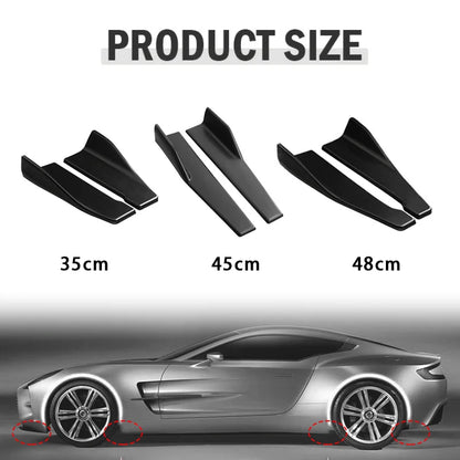 35cm 48cm Universal Fit Car Spoiler Lateral Bumper Rear Side Skirt Lip Rocker Wings Carbon Fiber Glossy Black Protection Trims