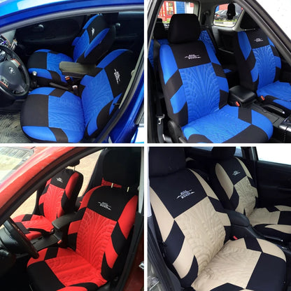 AUTOYOUTH Brand Embroidery Car Seat Covers Set Universal Fit Most Cars Covers with Tire Track Detail Styling Car Seat Protector