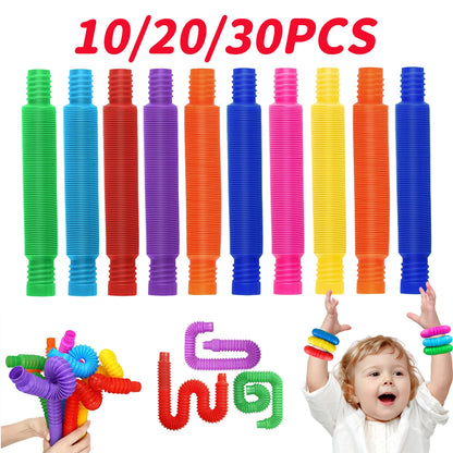 10-30PCS Colorful Telescopic Tubes Fidget Toys Plastic Sensory Pop Tubes Stress Relief Toys Adults Decompression Kids Toys Gifts