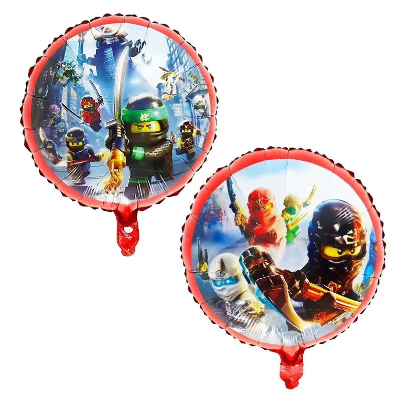 Cartoon Ninja Birthday Decorations  Paper Tableware Plate Cup Tablecloth Foil Ballons Kids Banner Cake Toppers Party Supplies