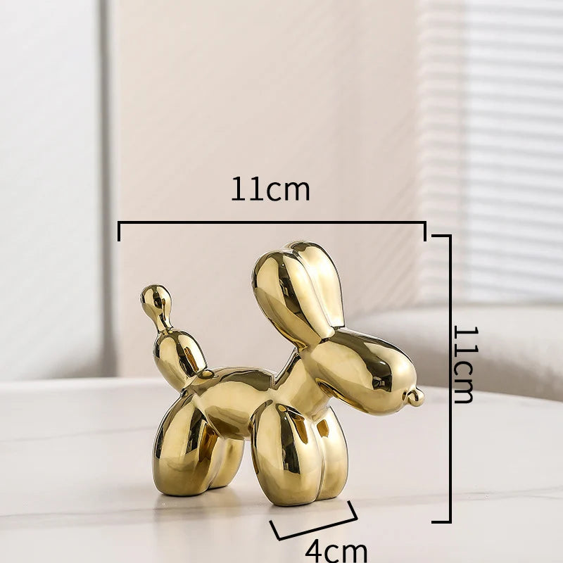 11cm Mini Ceramic Balloon Dog Abstract Ornament Creative Sculpture Study Room Statue Home Office Accessories Festival Decoration