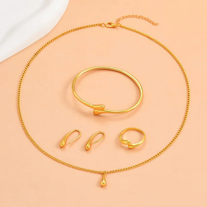 5 Pieces Of Women's Curved Bean Water Drop Earrings Necklace Bracelet Ring Set Wedding Banquet Party Holiday Gifts-8127