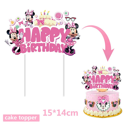 Minnie Mouse Birthday Party Decoration Girls Disposable Tableware Balloon Cups Plates Tablecloth Balloon Baby Shower Party Decor